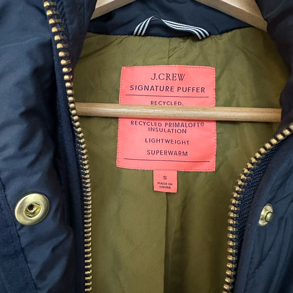 J. Crew Navy Quilted Cocoon Puffer Jacket - Picture 2 of 4
